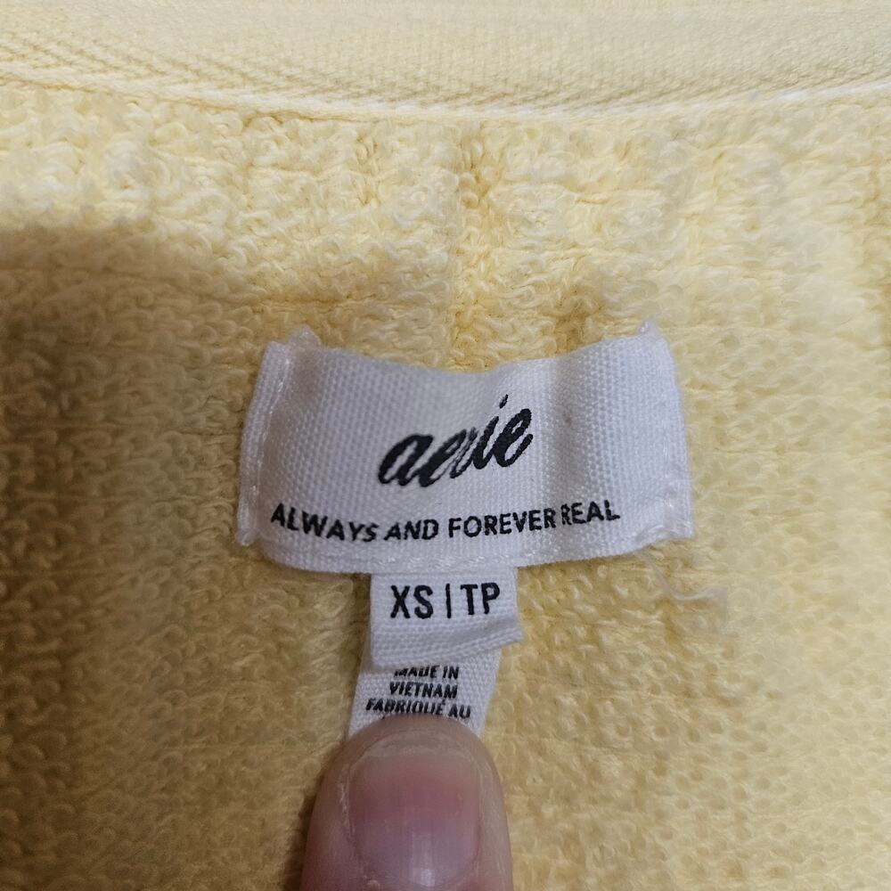 Aerie Women’s XS Relaxed V-Neck Sweatshirt Pastel Yellow Textured Knit - Picture 4 of 8